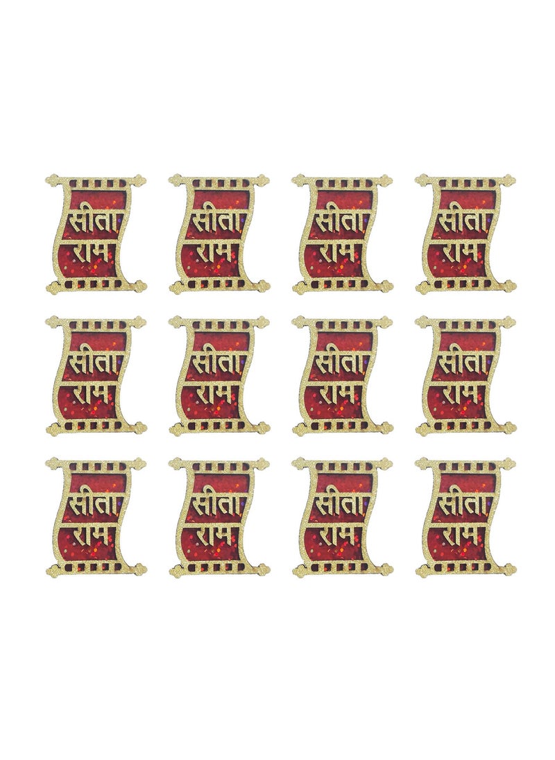 BITONA BITONA Puja Sohn Soon Puja Sita Ram Wooden Tags Door Sticker Tags 6 Pairs self Stick12 Piece for Festival Specially Rakhi  - Image 2