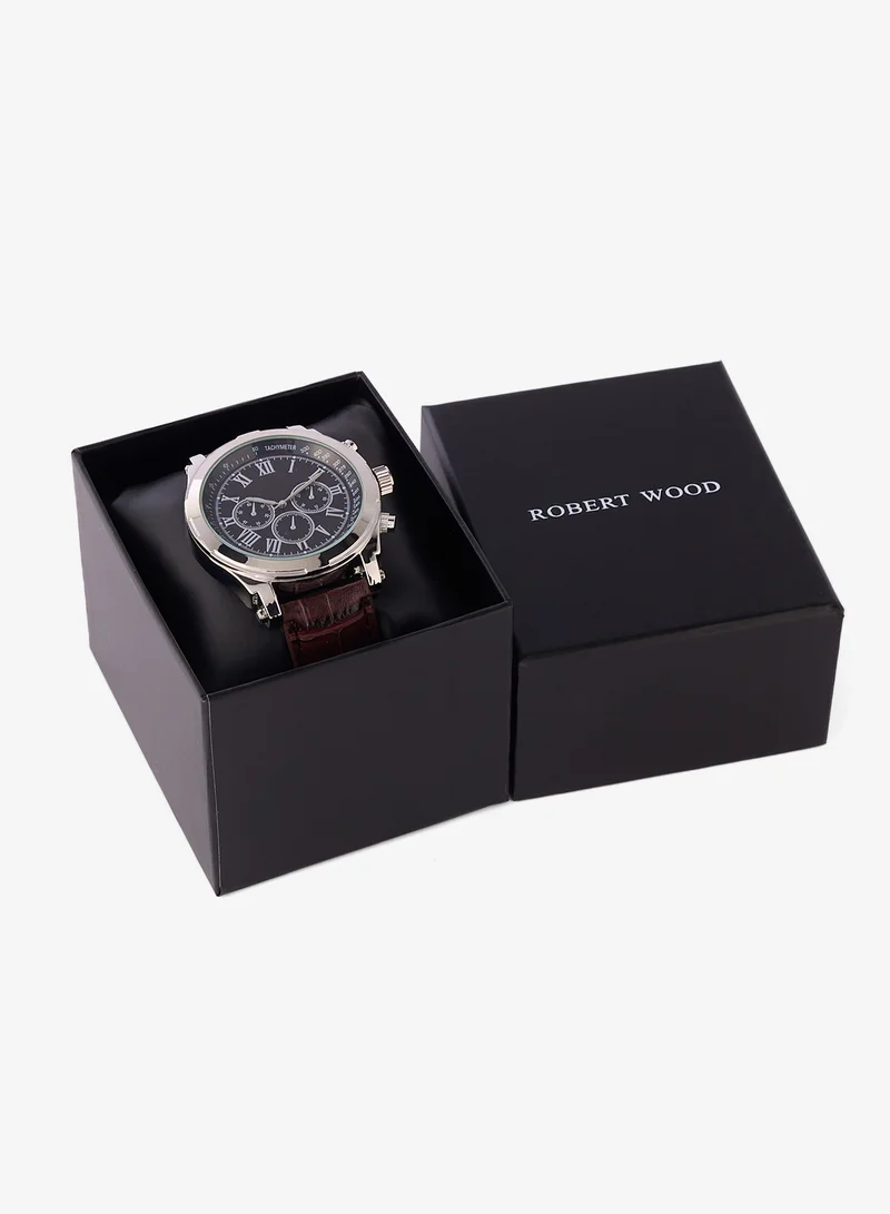 Robert Wood Croc Emboss Strap Analogue Watch