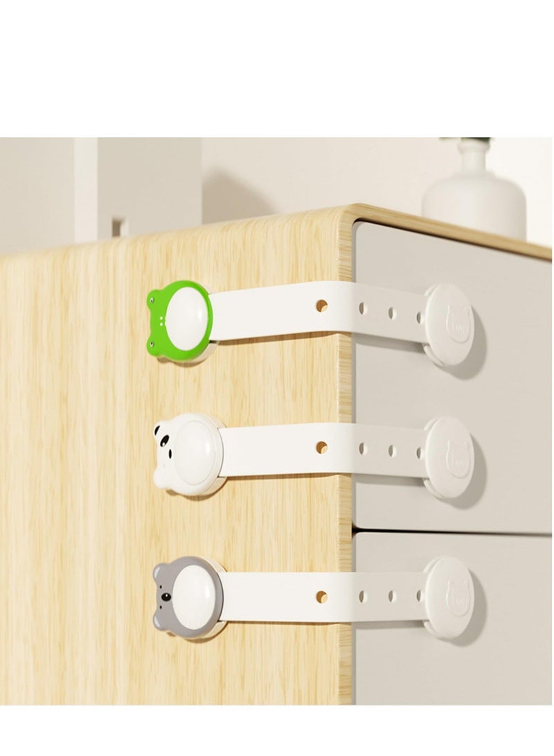 Y&D 3 PCS Baby Proofing Cabinet Lock, Cartoon Shape Child Proof Safety Locks, 3M Strong Adhesive ABS Material No Drilling, Adjustable Strap Latches to Cabinets, Drawers, Cupboard, Fridge,Door  - Image 1