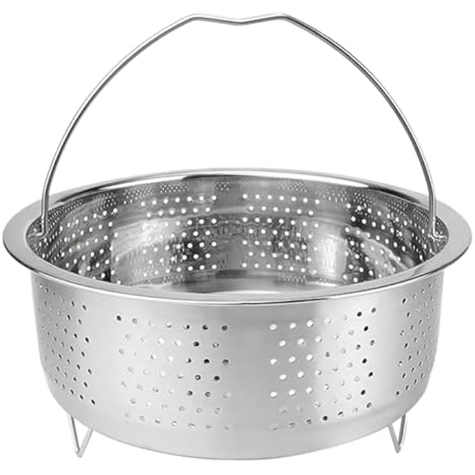 سلة بخار من الفولاذ المقاوم للصدأ مع مقبض لطهي الأرز بالبخار، سلة بخار معدنية، رف تبخير لطهي الأرز، أدوات طهي المطبخ باللون الفضي 20 سم - Image 1