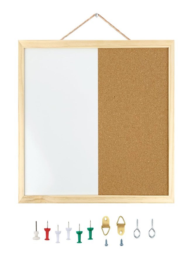 GDMINLO 16.5 x12.6 Inches Dry Erase Cork Bulletin Combination Board, Notice Memo Wall Mounted Vision for Home, School and Office(Pins, Eye Bolts, gaskets, Screws) - Image 1