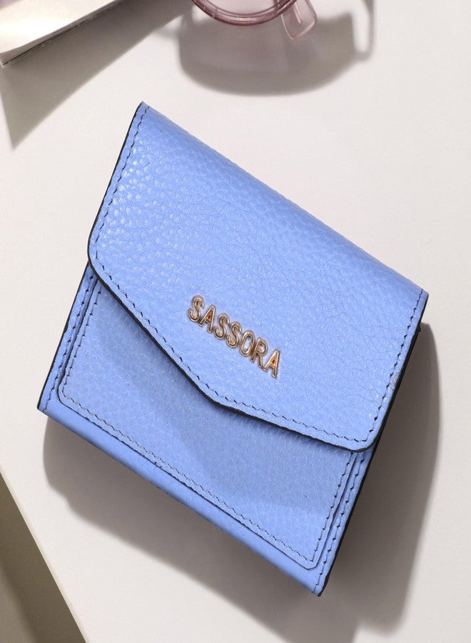 Sassora Genuine Leather Small Card Holder for Ladies (Sea Blue) - Image 4