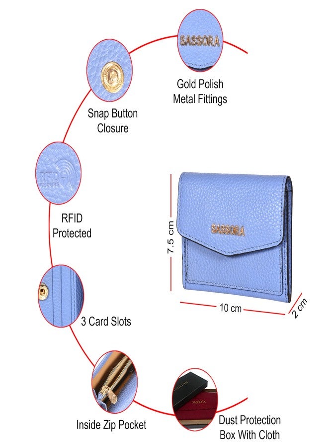 Sassora Genuine Leather Small Card Holder for Ladies (Sea Blue) - Image 3