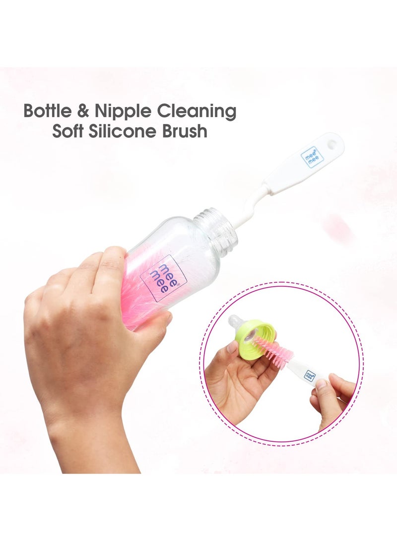 mee mee Movable Nylon Bristle Baby Feeding Bottle Cleaning Brush Nipple Cleaner Ergonomic Handle Easy to Clean Narrow Wide Neck Bottles BPA Free Easy Hanging Storage pink - Image 5