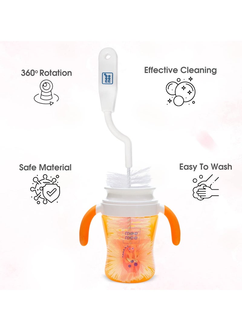 mee mee Movable Nylon Bristle Baby Feeding Bottle Cleaning Brush Nipple Cleaner Ergonomic Handle Easy to Clean Narrow Wide Neck Bottles BPA Free Easy Hanging Storage pink - Image 3
