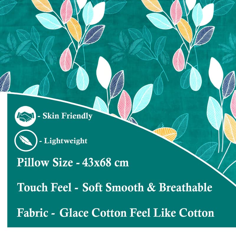 VAS Collections Cotton Pillow Cover/Case Set (2 Pcs) - 18" x 28 inches, Green&Red - Image 3