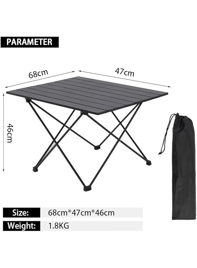 مومو بير طاولة تخييم محمولة صغيرة قابلة للطي مع إطار قابل للطي من الألومنيوم وحقيبة حمل للنزهات والطهي والشاطئ والمشي لمسافات طويلة وصيد الأسماك 68 * 47 * 46 سم HG 5 (أسود) - Image 3
