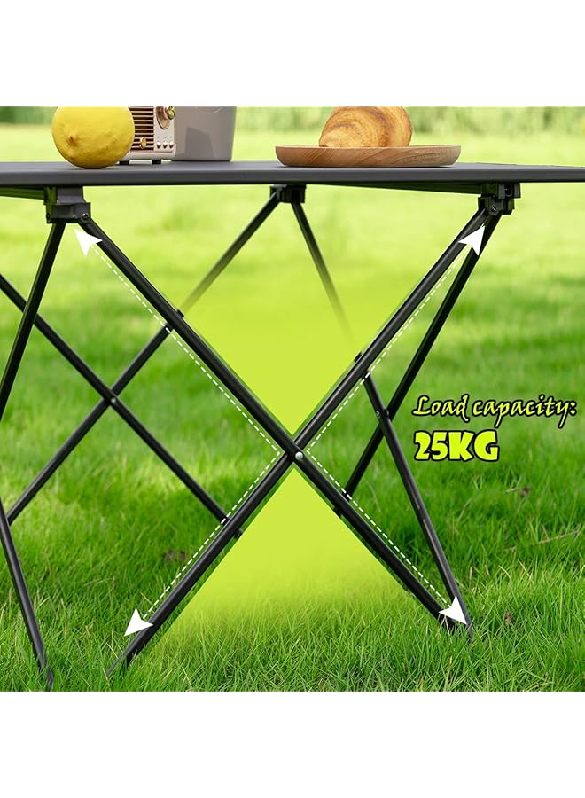 مومو بير طاولة تخييم محمولة صغيرة قابلة للطي مع إطار قابل للطي من الألومنيوم وحقيبة حمل للنزهات والطهي والشاطئ والمشي لمسافات طويلة وصيد الأسماك 68 * 47 * 46 سم HG 5 (أسود) - Image 5