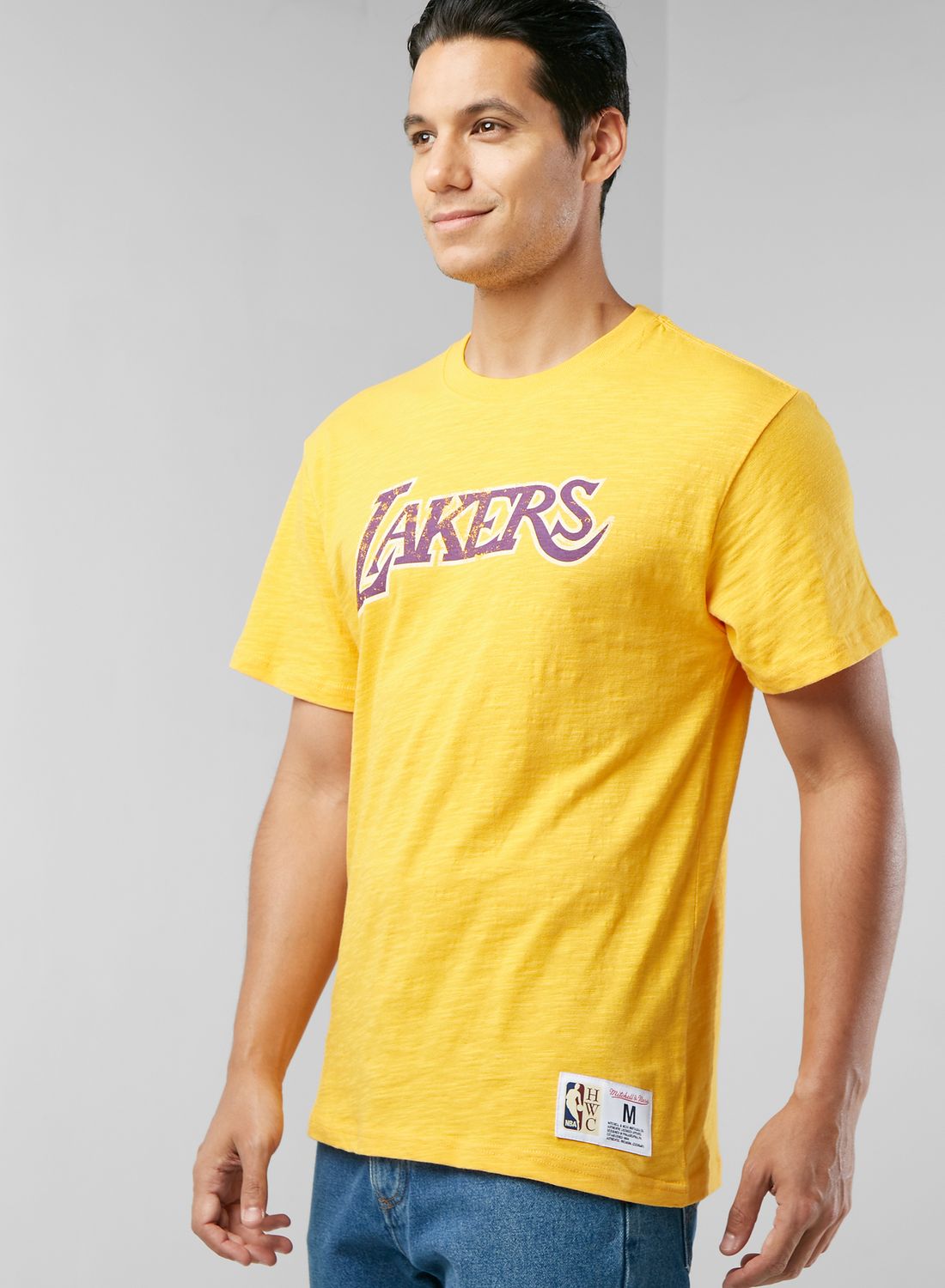 Los Angeles Lakers T-Shirt By Mitchell & Ness - Yellow - Mens