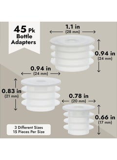 Juvale 45 Pack Press In Medicine Bottle Adapter for Syringe, 3 Sized Medical Dosing Adaptor for Oral Dispensers, Liquid Medication  - Image 4