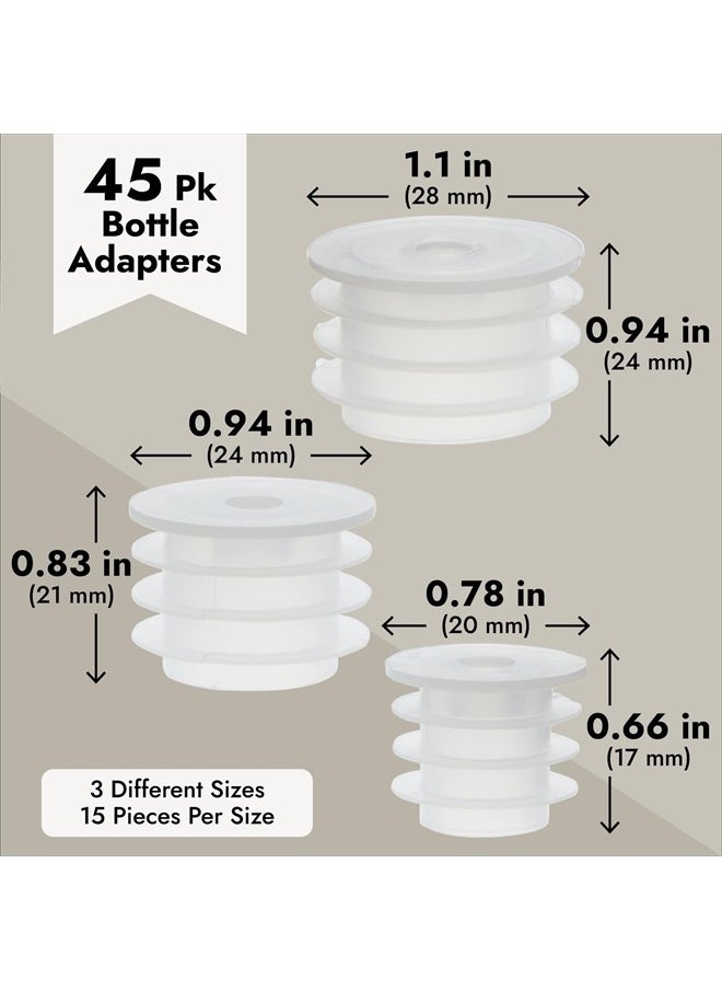 Juvale - 45 Pack Press In Medicine Bottle Adapter for Syringe, 3 Sized Medical Dosing Adaptor for Oral Dispensers, Liquid Medication - Image 1