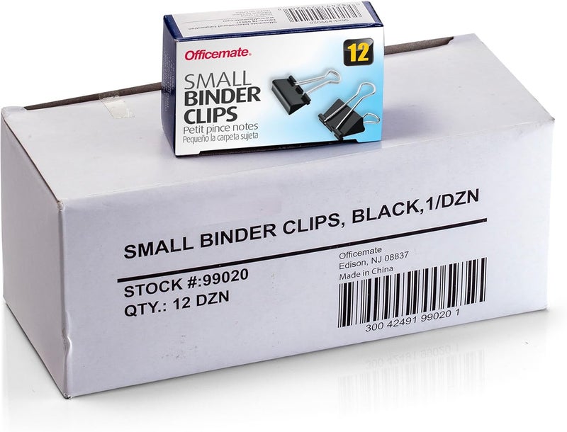 Officemate Small Binder Clips - Black, 12 Boxes of 1 Dozen Each (144 Total) - Image 2