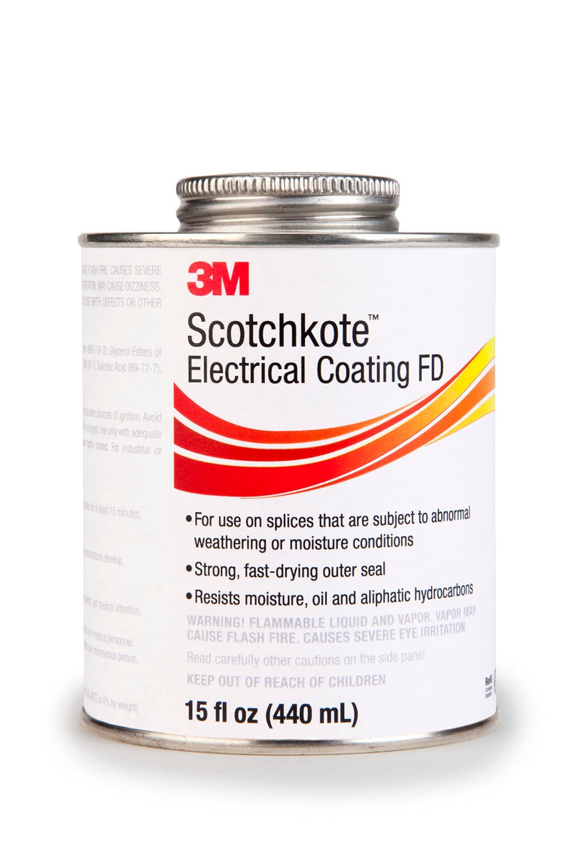 3M Scotchkote Electrical Coating FD, Fast-Drying Liquid, Flexible Sealant and Bonding Agent, Self-Contained Applicator, 15 oz. can - Image 1