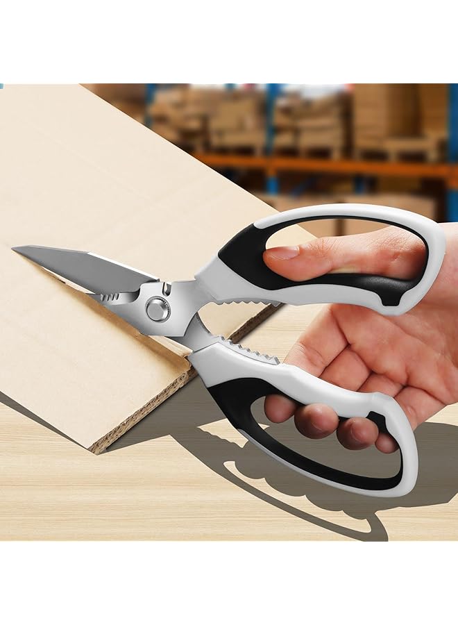 إيروريكس مقص متعدد الأغراض شديد التحمل مقاس 8 بوصات مع حقيبة واقية مقص حاد متعدد الأغراض للسجاد والأسلاك والكرتون والجلد والنسيج ومقصات سهلة القطع وأدوات لليد اليسرى واليمنى، أبيض - Image 5