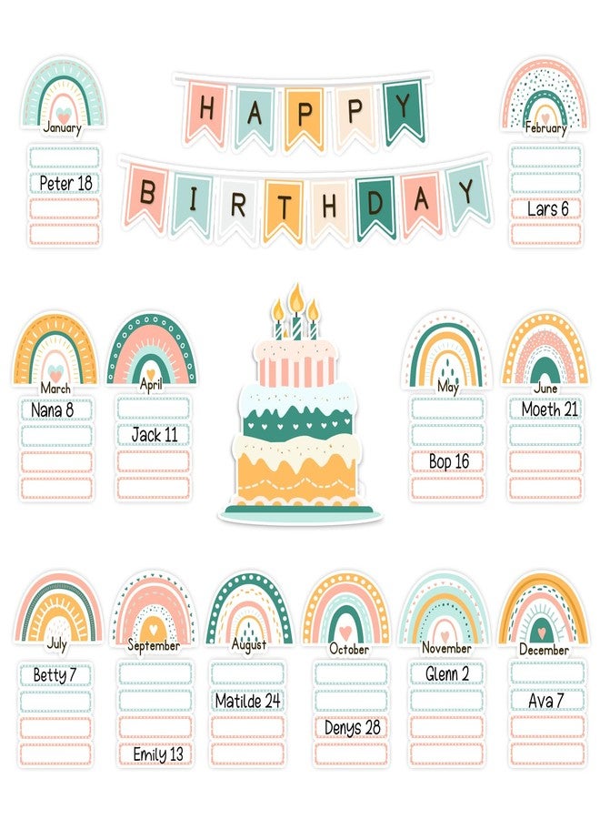 EAMAY Happy Birthday Boho Rainbow Bulletin Board Set for Classroom (Boho Rainbow) - Image 1