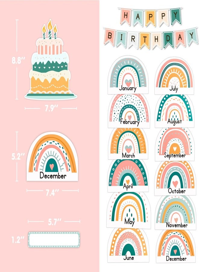 EAMAY Happy Birthday Boho Rainbow Bulletin Board Set for Classroom (Boho Rainbow) - Image 2