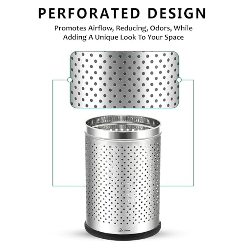 mofna Stainless Steel Perforated Dustbin for Home, Trash Can with Anti-skid Base, Garbage Bin for Bathroom, Office, Bedroom, Kitchen & Toilet or Commercial Use (ALL IN ONE (PACK OF 3PCS)) - Image 2