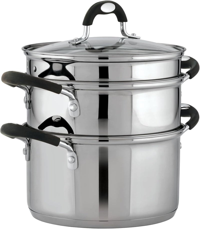 CROKZ Stainless Steel 3 Quart Steamer & Double-Boiler, 4 Piece - Image 3