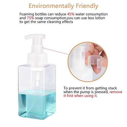 UUJOLY Foaming Soap Dispenser, 450ml (15oz) Refillable Pump Bottle Plastic for Liquid Soap, Shampoo, Body Wash (2 Pcs) (Clear) - Image 2
