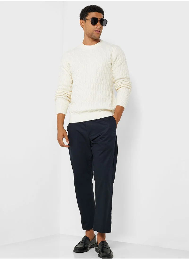 Mango Man Cable Knitted Crew Neck Sweater