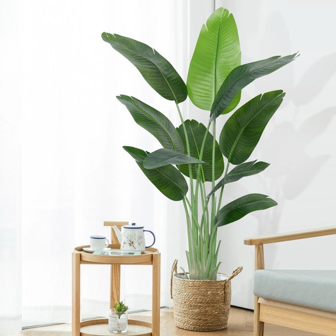 ARTIFICIAL BIRD OF PARADISE PLANT OUTDOOR 150CM FAKE TROPICAL BANANA TREE WITH 10 LEAVESPERFECT FAUX PLANTS FOR INDOOR FLOOR PLANT IN POT FOR HOME DECOR IN LIVING ROOM OFFICE BEDROOM 1PACK