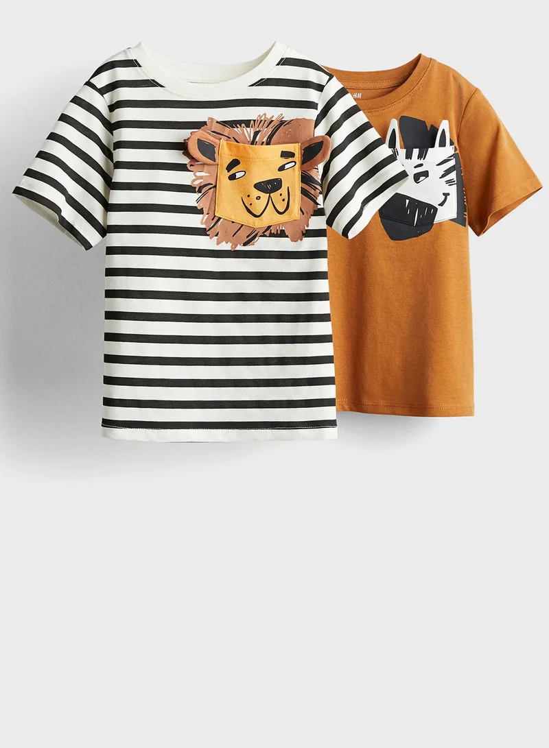 اتش اند ام Kids 2- Pack Printed Crew Neck T-Shirt