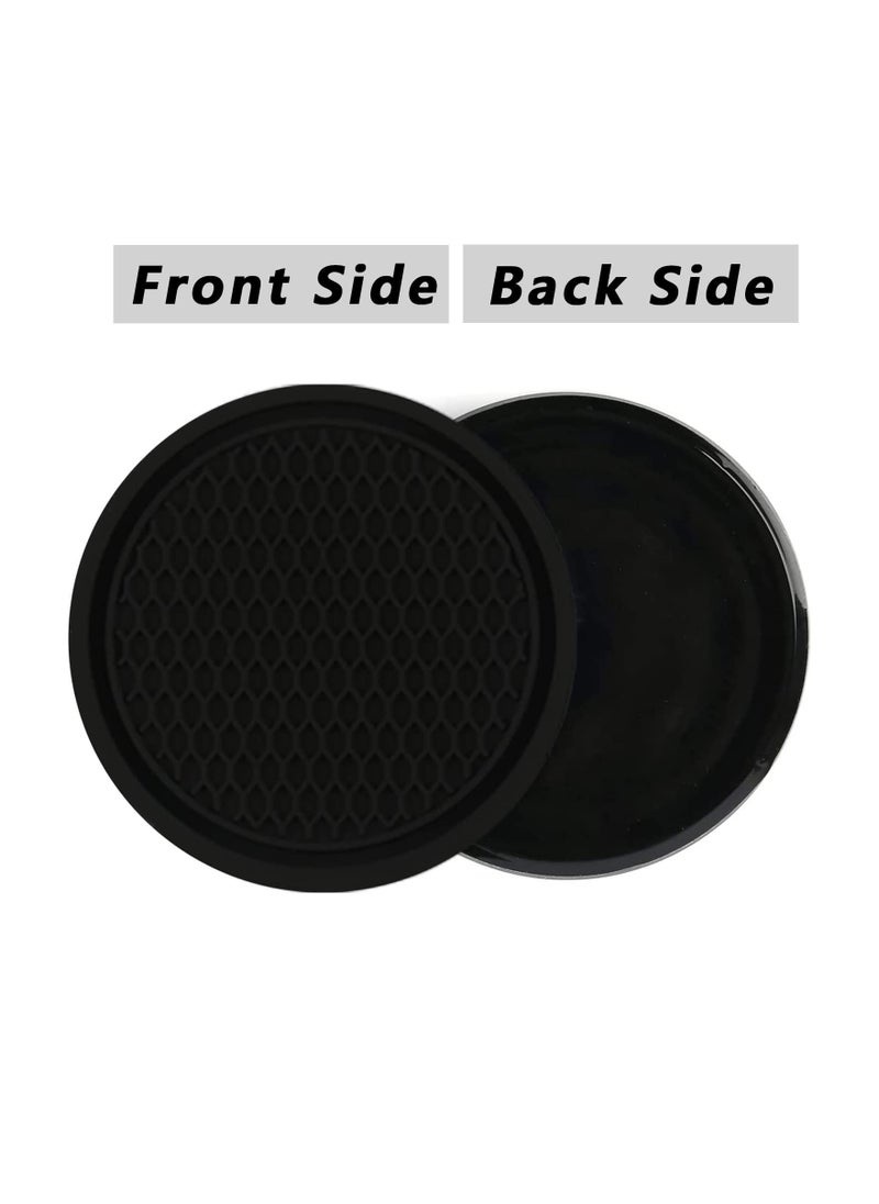 Generic - 4PCS Car Cup Coaster Universal Auto Non-Slip Cup Holder Embedded In Ornaments PVC Coaster Car Interior Accessories Mat Black - Image 1