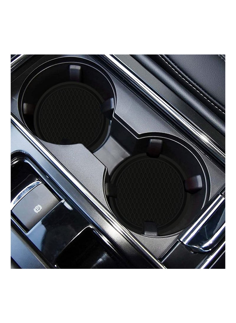 Generic - 4PCS Car Cup Coaster Universal Auto Non-Slip Cup Holder Embedded In Ornaments PVC Coaster Car Interior Accessories Mat Black - Image 1