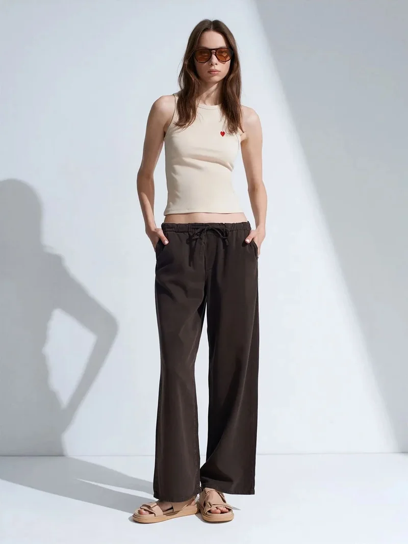 ديلفين Dilvin Mid-Waist Wide-Leg Denim Jeans