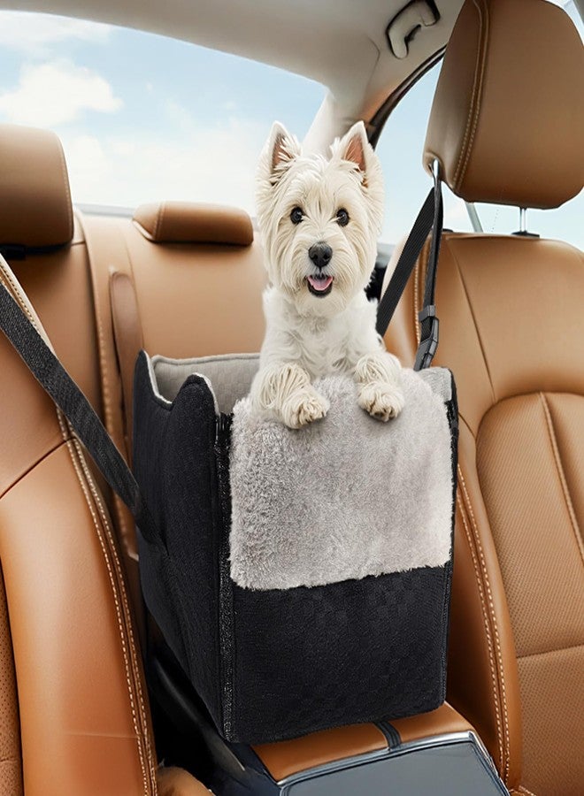 BONTHEE Center Console Dog Car Seat for Small Dogs- Anti-Collapse Design with Soft Plush & Sturdy Support Board, Adjustable Safety Leash for Small Dogs & Cats up to 15 lbs - Image 1