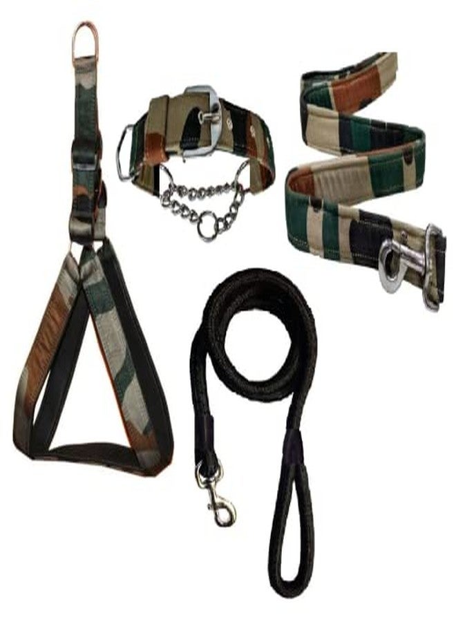 Hachiko Dog Padded Body Belt Harness+Choke Collar+Leash+Rope for All Large Breed Dogs(Combo of 4) - Image 1