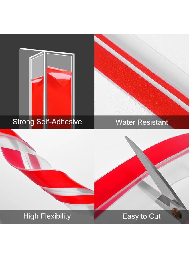 ToLanbbt T-Shaped Door Draft Stopper 1.97 in x 20 FT Silicone Weather Stripping Door Seal Double-Sided Adhesive Draft Seal Tape for Doors Windows and Shower Glass Gaps, Side, Frame, Clear - Image 5