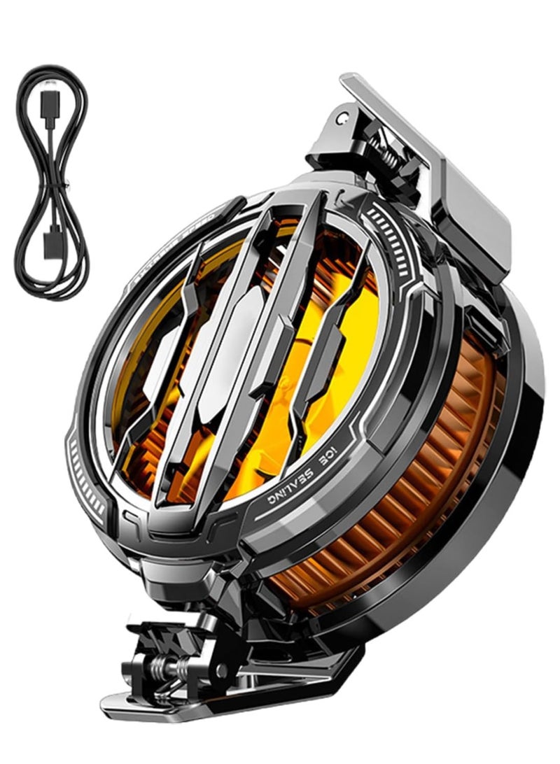Magnetic Phone Cooler, Portable Phone Cooling Fan, Universal Phone Fan Cellphone Radiator for Tiktok Live Streaming ect (Black+Orange) - Image 1