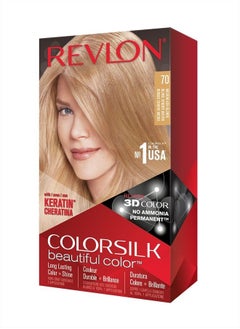 Revlon Permanent Hair Color, Permanent Hair Dye, Colorsilk with 100% Gray Coverage, Ammonia-Free, Keratin and Amino Acids, 70 Medium Ash Blonde, 4.4 Oz (Pack of 1)