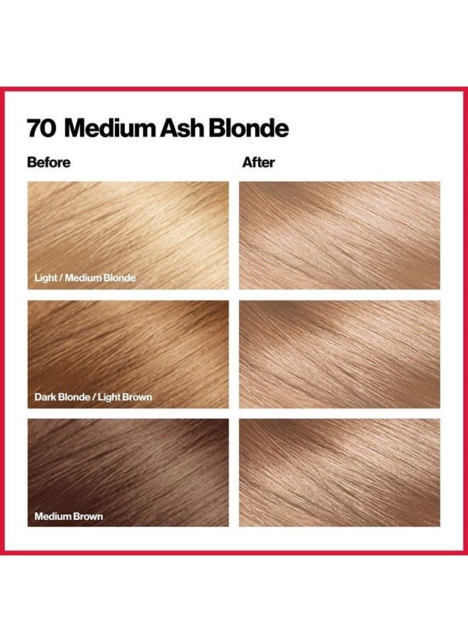 Revlon - Revlon Permanent Hair Color, Permanent Hair Dye, Colorsilk with 100% Gray Coverage, Ammonia-Free, Keratin and Amino Acids, 70 Medium Ash Blonde, 4.4 Oz (Pack of 1) - Image 1