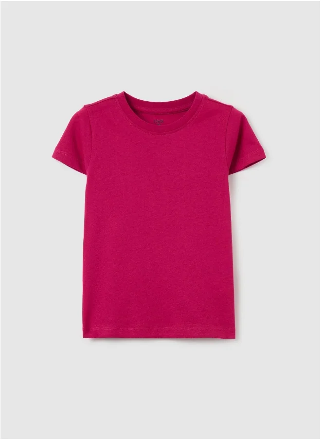 او في اس Organic cotton T-shirt with round neck
