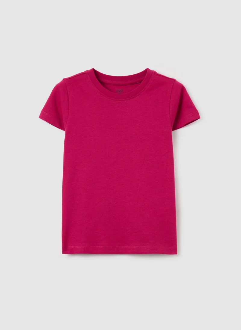 او في اس Organic cotton T-shirt with round neck