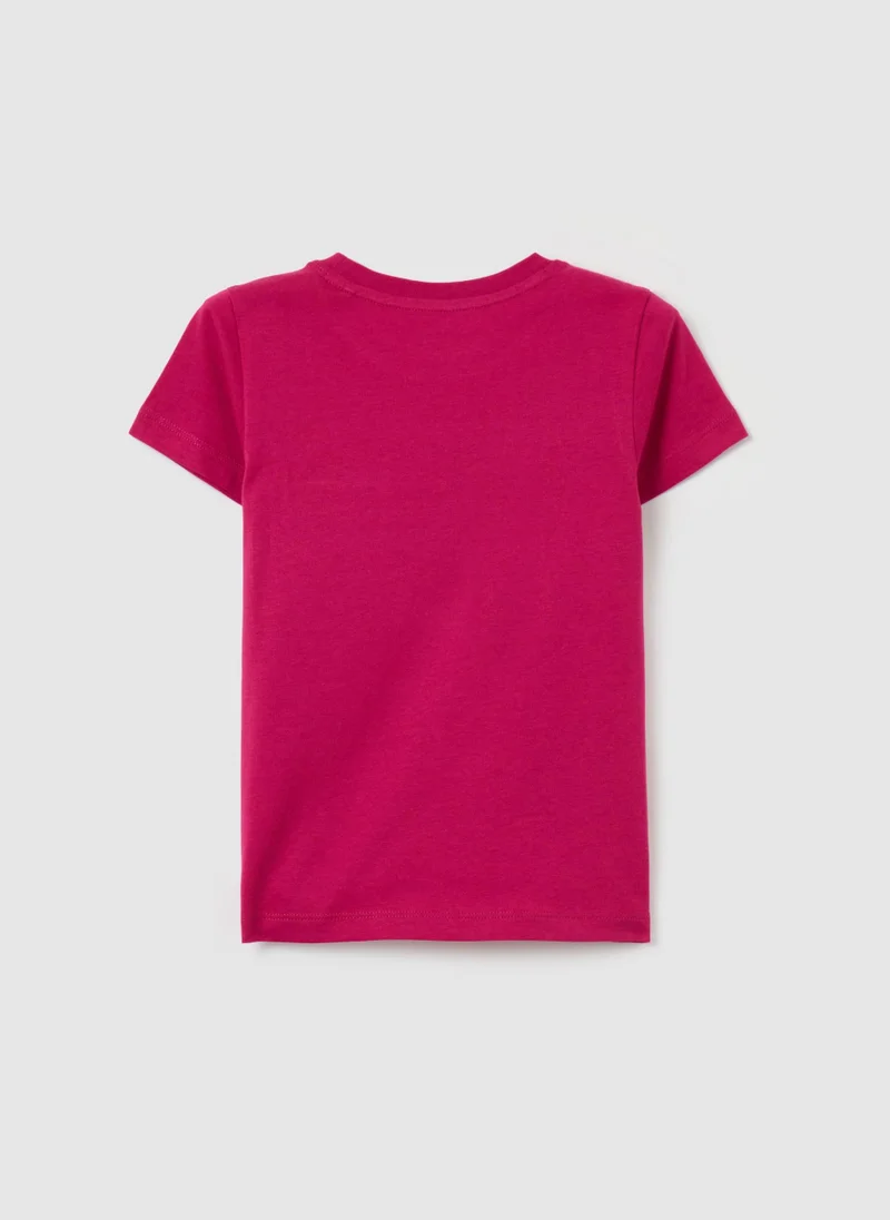 او في اس Organic cotton T-shirt with round neck