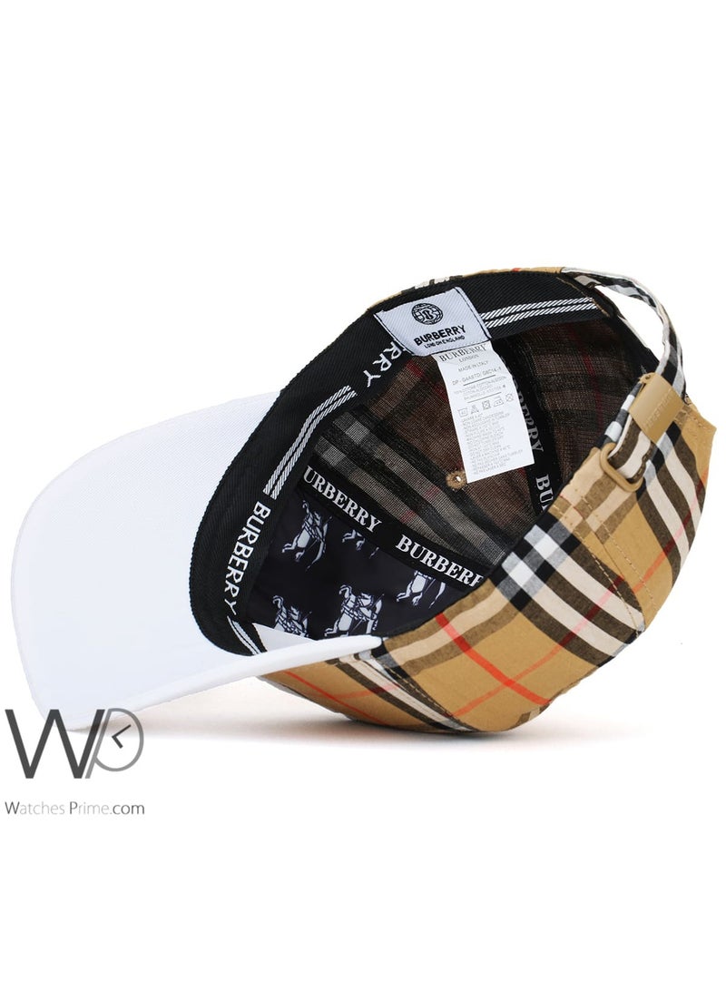 Burberry BT Baseball White Beige Cap Cotton Hat - Image 4