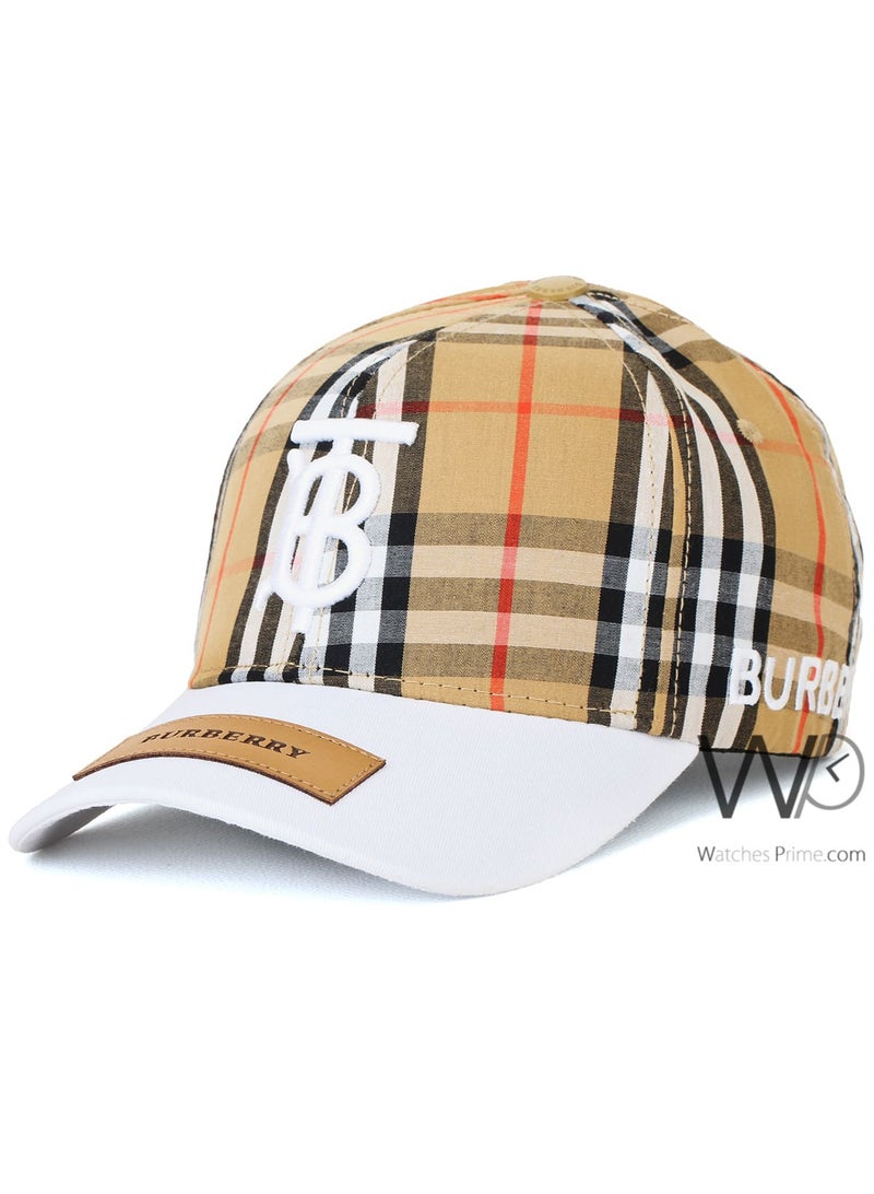 Burberry BT Baseball White Beige Cap Cotton Hat - Image 1
