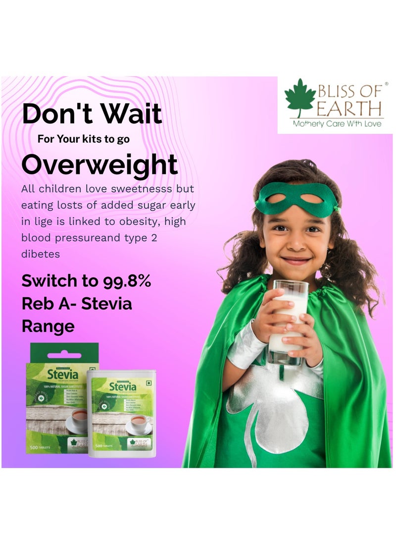 BLISS OF EARTH - Stevia Sugar free Tablets Pellets Zero Calorie Keto Sweetener Instant Dissolve 500 Tablets - Image 1