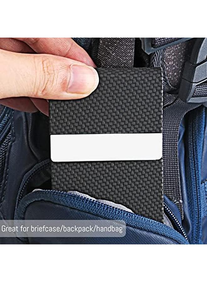 KASTWAVE Business Card Holder Pu Leather Business Card Case Pocket Card Holders For Men Or Women Metal Slim Name Card Holder Rfid Blocking Business Card Carrier With Magnetic Closure Black Carbon - Image 2