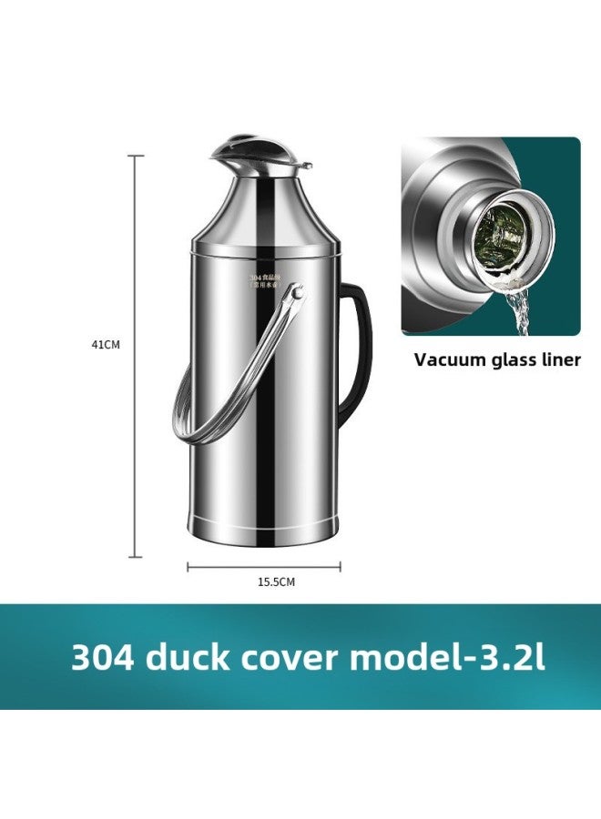 Stainless Steel Thermos Household Student Thermos Bottle Thermos Commercial Restaurant Hotel Large Capacity Thermos Bottle Thermos-Color:304 Flagship Extra Thick Model 3.3l Duckbill Steel Color-Capacity:[three-year Warranty, Damage Compensation Guaranteed] - Image 1