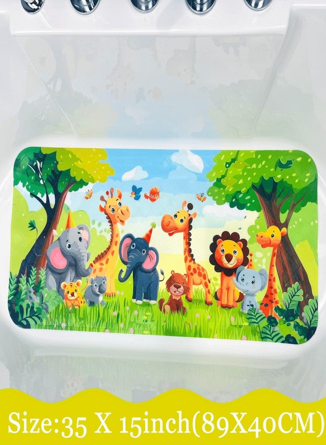 BEEHOMEE Non Slip Bath Mat for Tub,Cartoon Slip-Resistant Mat for Kids Bath Tub - Anti-Slip Bathtub Mat - Non-Slip Shower Floor Mat for Toddlers and Baby Bath Time (Jungle Friends) - Image 3