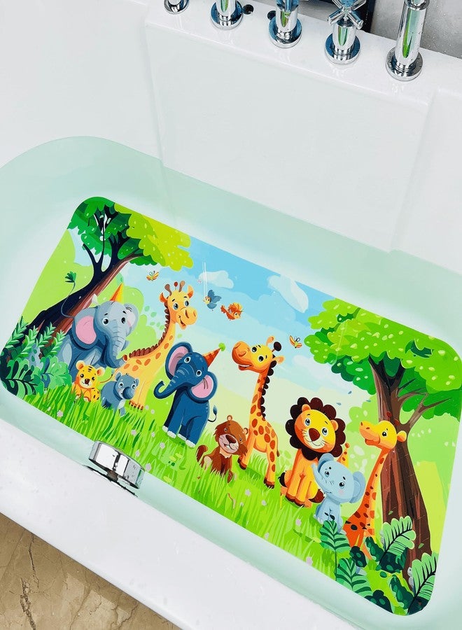 BEEHOMEE Non Slip Bath Mat for Tub,Cartoon Slip-Resistant Mat for Kids Bath Tub - Anti-Slip Bathtub Mat - Non-Slip Shower Floor Mat for Toddlers and Baby Bath Time (Jungle Friends) - Image 2
