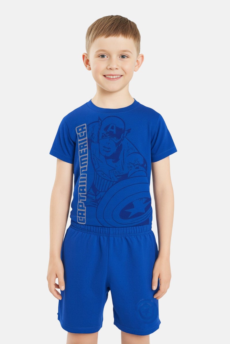MARVEL Kids Boy 2 Pieces Short Sleeve Graphic Print T-shirt And Shorts Set, Blue - Image 1