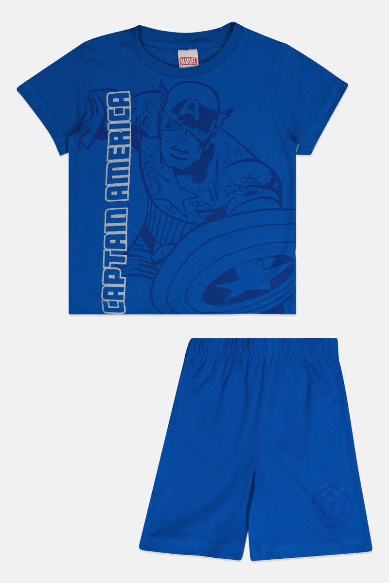 MARVEL Kids Boy 2 Pieces Short Sleeve Graphic Print T-shirt And Shorts Set, Blue - Image 2