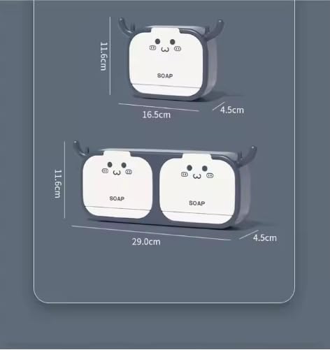 GLOWICK Wall Mounted Soap,Double Soap Holder Box Flip-Top Soap Stand with Hook Wall-Mounted Drain Soap Storage Box Punch-Free Flip Laundry Soap Box (1Pcs) - Image 2