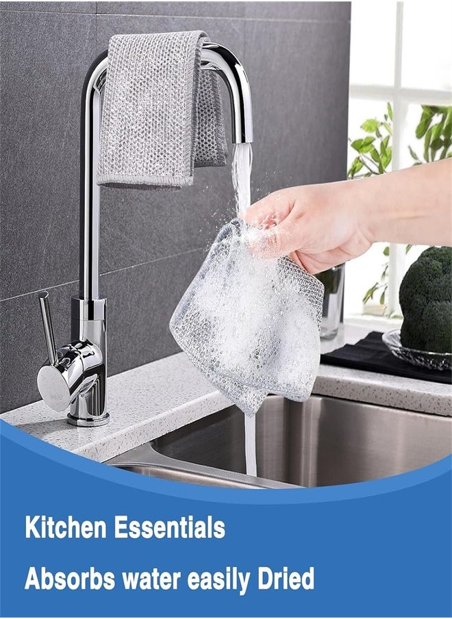 Multipurpose Wire Cleaning Cloths, 4 Pack Multipurpose Dishwashing Rags Non-Scratch Wire Dish Cloths Dishcloth Scrubs Cleans for Dishes, Sinks, Counters, Stove Tops