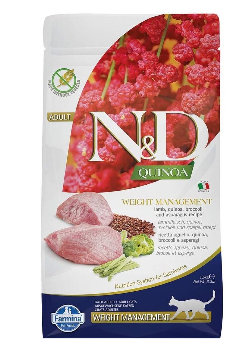 Farmina N&D Quinoa with Lamb Weight Management Cat Dry Food - 1.5KG - pzsku/ZC327ED4479280280372CZ/45/1742036647/7706eaca-5784-4340-bcb5-7c17a082b190